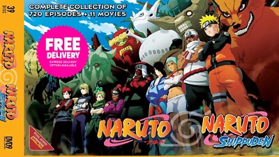 DVD Naruto Shippuden & Naruto Tv Series Complete 1-720 + 11 Movies