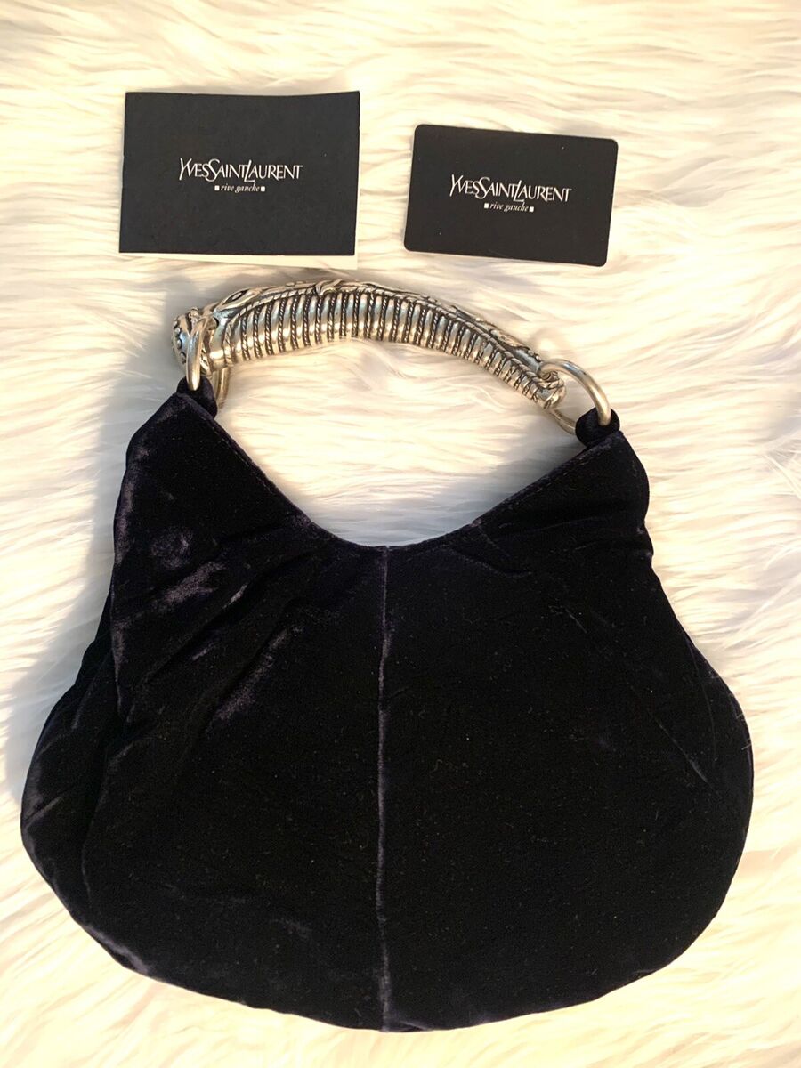 YVES SAINT LAUREN Blle Velvet Mombasa Silver Horn Bag | eBay