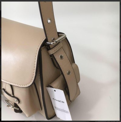 COACH CT721 Cargo Soft Tabby Shoulder Bag Grain Leather Beige