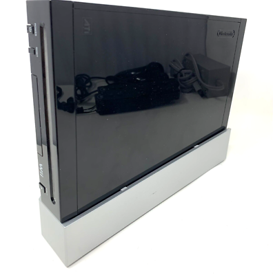 NINTENDO WII RVL-101 BLACK CONSOLE BUNDLE GENUINE CONTROLLERS