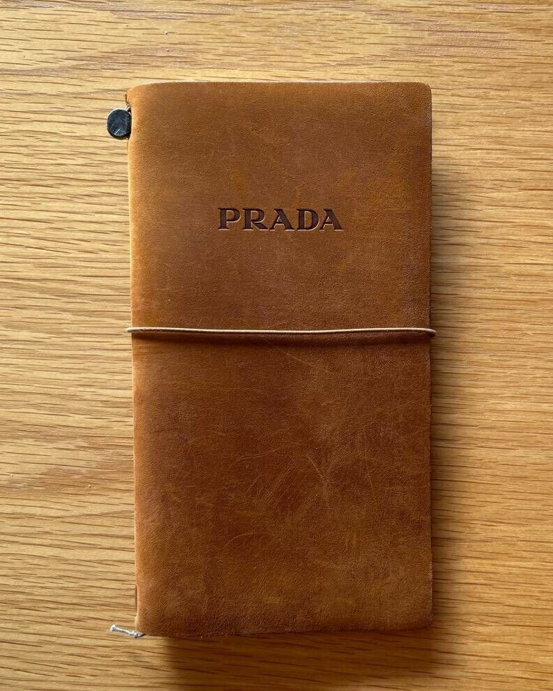 Prada Traveler's Notebook Regular Size Camel Leather Cover Rare