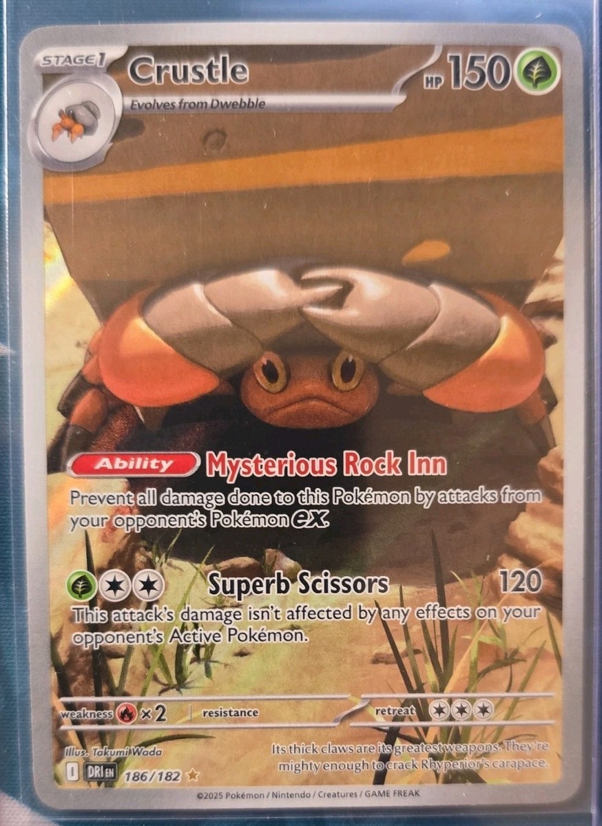 Pokemon Destined Rivals 186/182 Illustration Rare Crustle Full Art