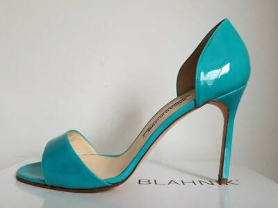 MANOLO BLAHNIK CATALINA ICONIC TURQUOISE PATENT PUMPS 38.5 39.5 I