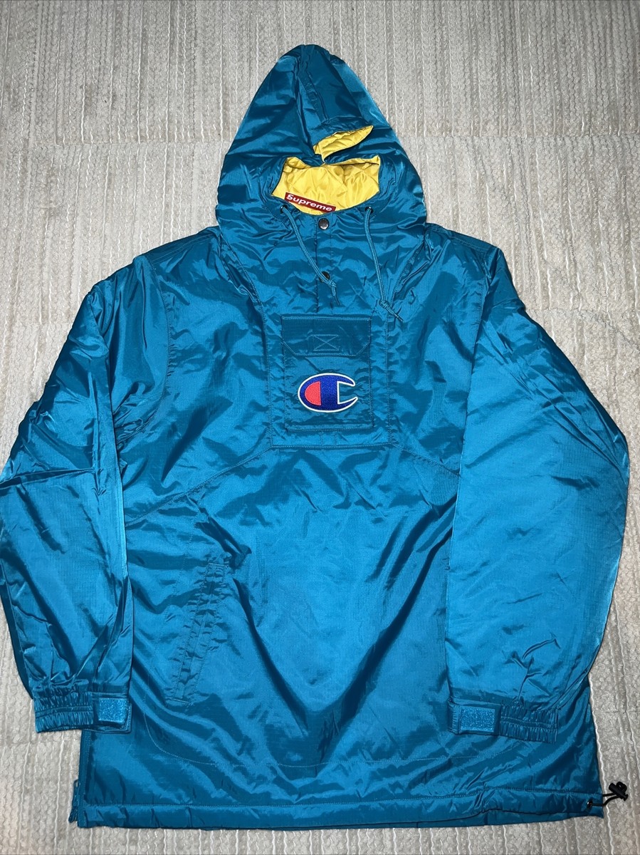 SS/18 SUPREME x CHAMPION PULLOVER PARKA JACKET TEAL SIZE MEDIUM | eBay