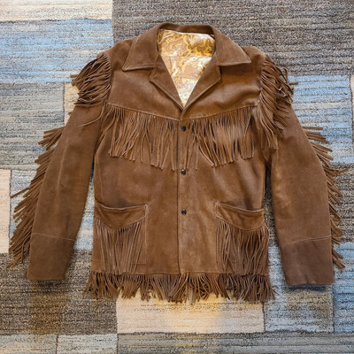 Vtg Joo-Kay Jacket Mens Small 40 Brown Suade Leather Tassel