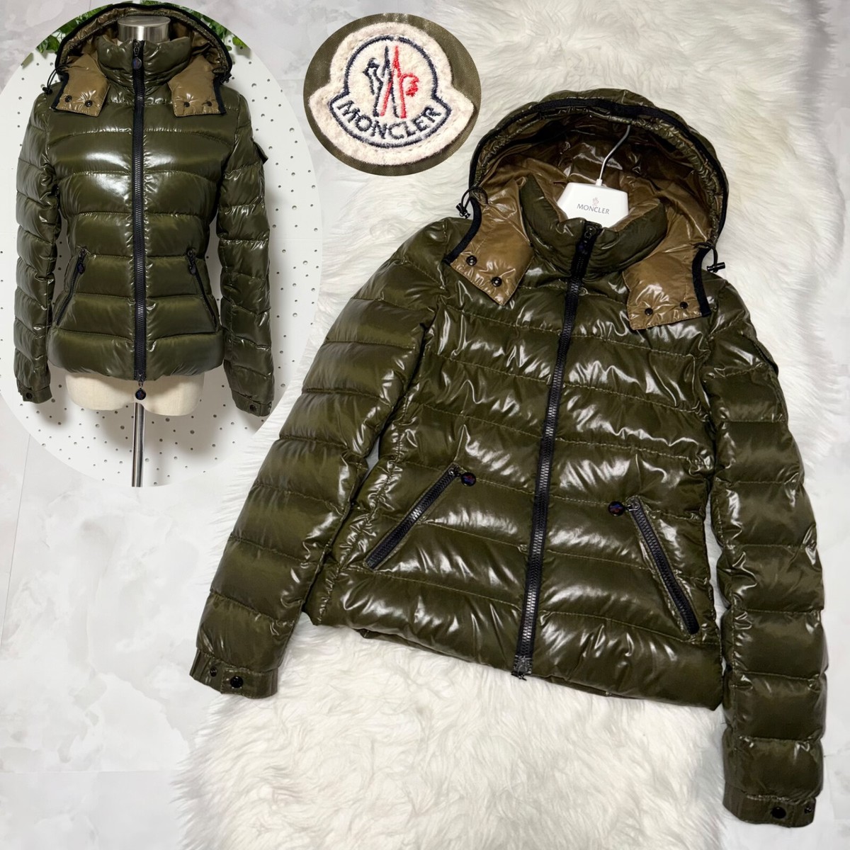 Authentic Moncler Hooded Double Zip Down Jacket Coat 0 Olive Green
