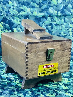 Vintage Kiwi Hand Crafted Shoe Groomer Wooden Shoe Shine Box Shoe