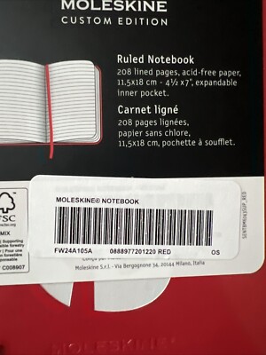 Supreme®/Moleskine® NotebookStyle: Red New FW24 | eBay