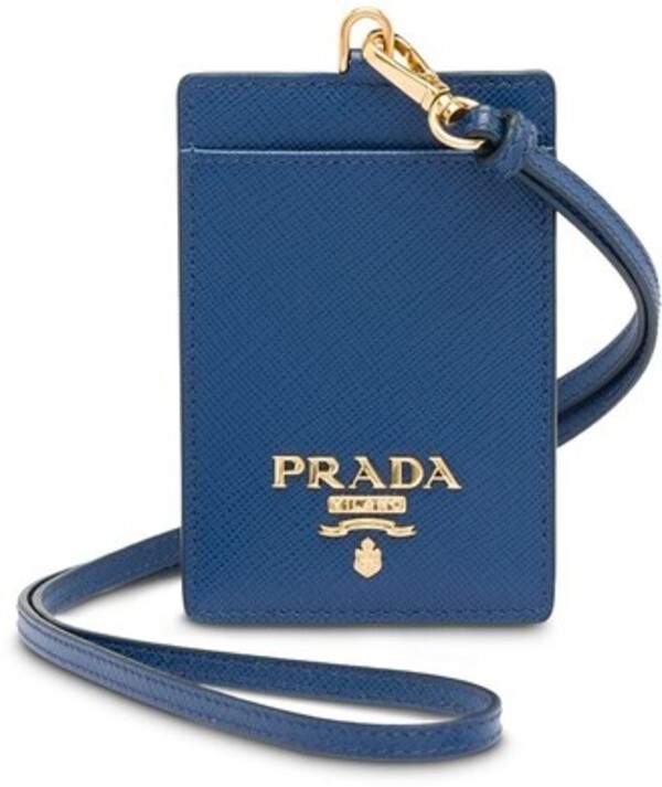 PRADA - Saffiano Blue Leather Badge Holder | eBay