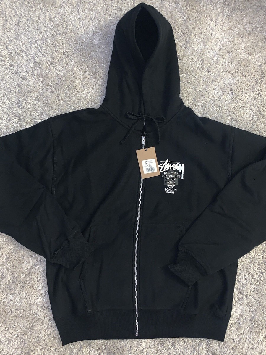 Stussy x DSM x Dover Street Market World Tour Black Zip Up Hoodie