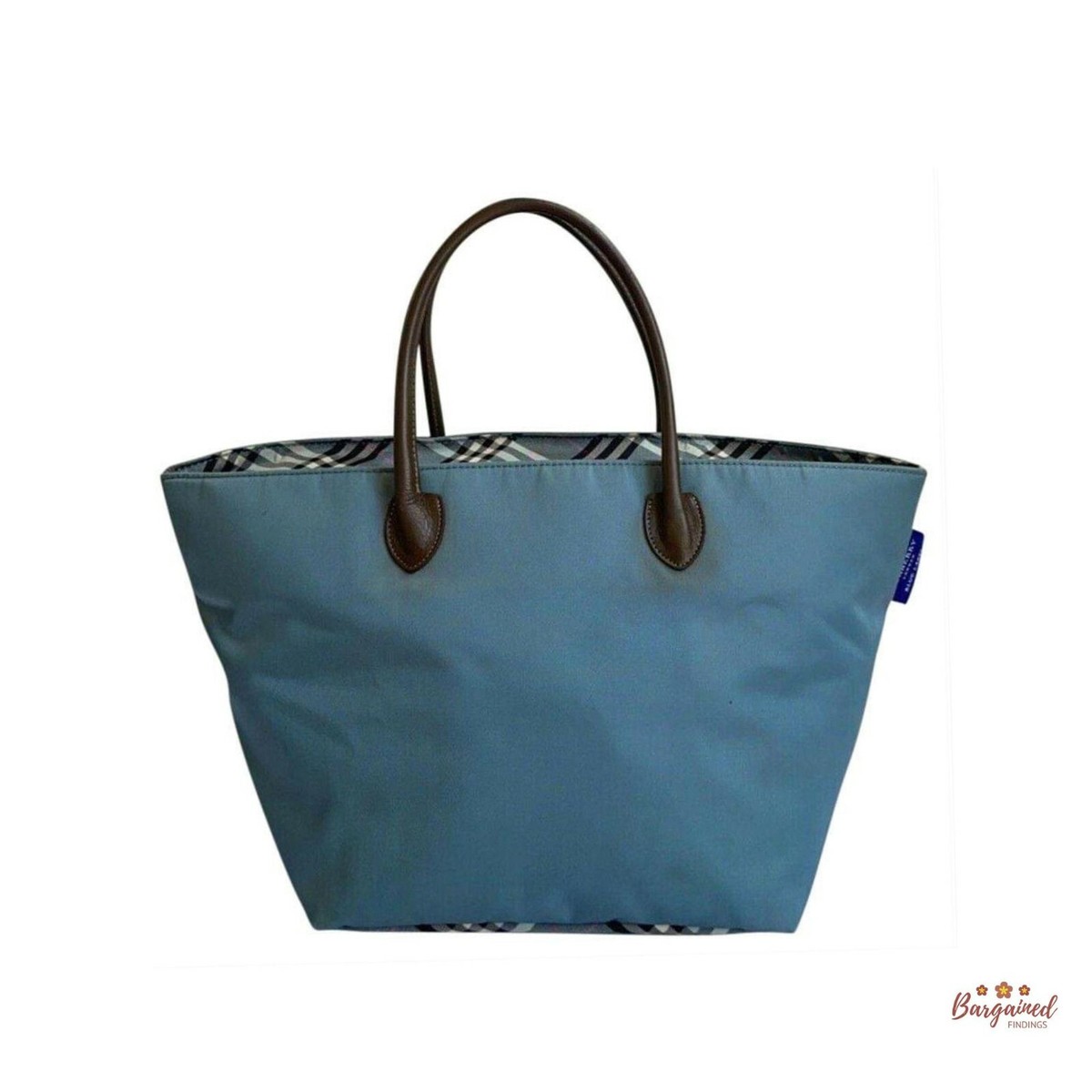 Authentic Burberry Blue Label Light Blue Nova Check Canvas Medium