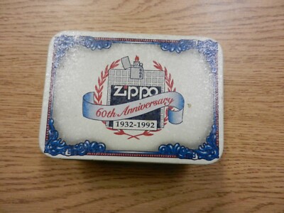 Zippo 1932-1992 60th Anniversary Lighter W/ Tin Unfired No