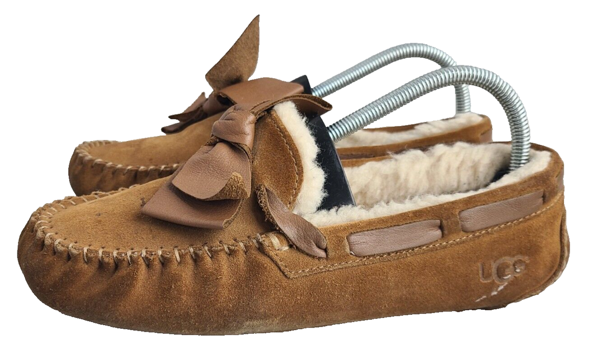 Ugg Dakota Leather Bow Slipper 9 Tan Slip On Womens | eBay