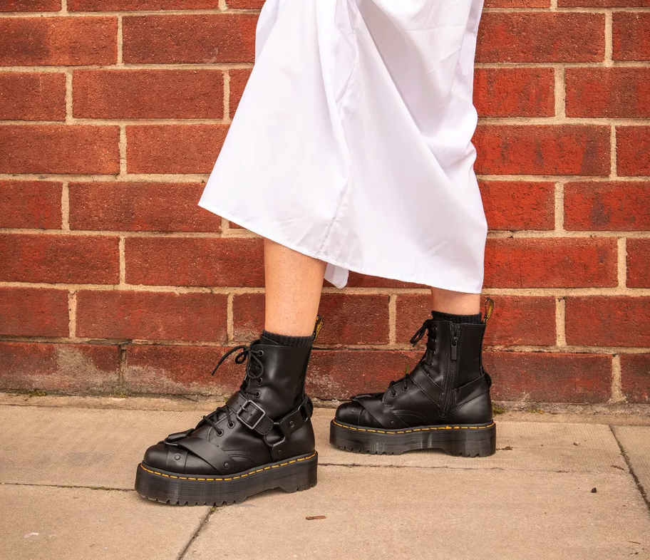 DR.MARTENS JADON HARNESS PARIS LEATHER BLACK PLATFORM MSRP$270