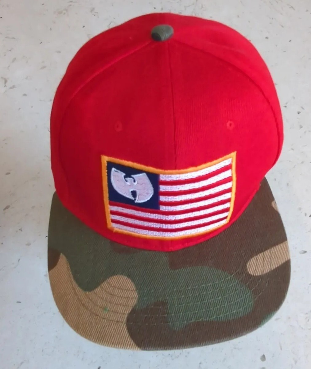 Vintage New Era Exclusive RARE Wu Tang Snapback Hat Red Camo Iron