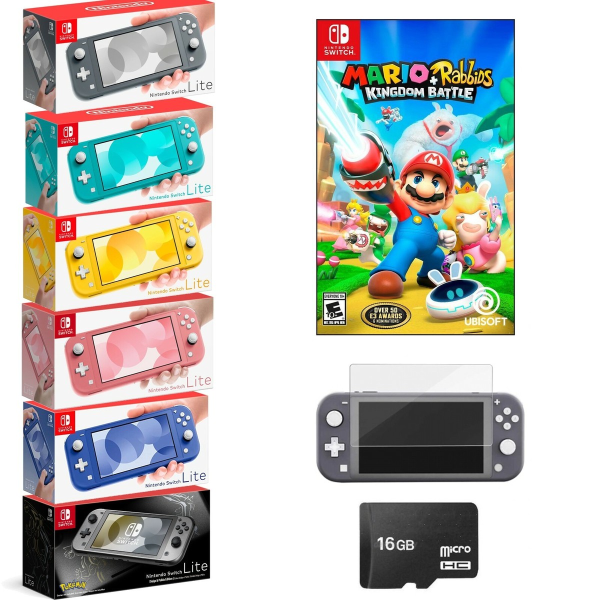 Nintendo Switch Lite Mario Rabbids Bundle + BONUS ITEMS PICK COLOR