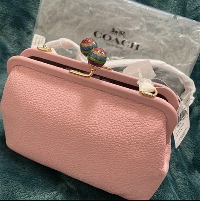 COACH Kiss Lock Logo Light Pink 2way Hand Bag Shoulder Bag New