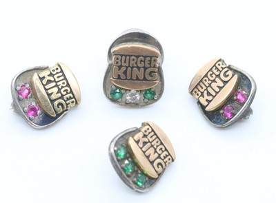 Sterling Silver Emeralds Rubies Diamond Burger King Employee