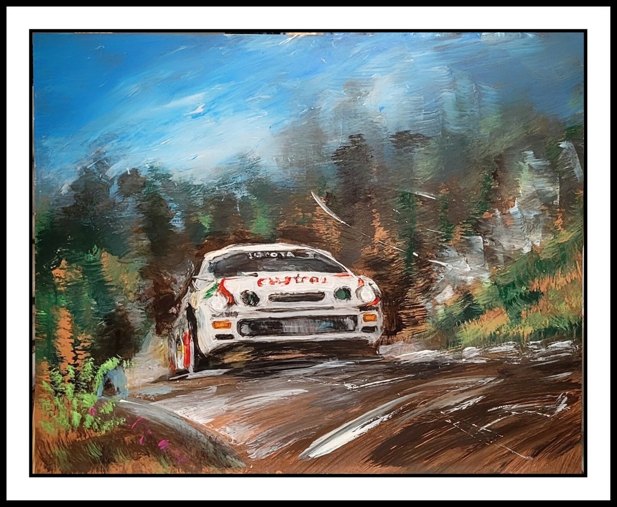 WRC Rally Race Car ARTWORK Original Painting signed 16x20 Toyota