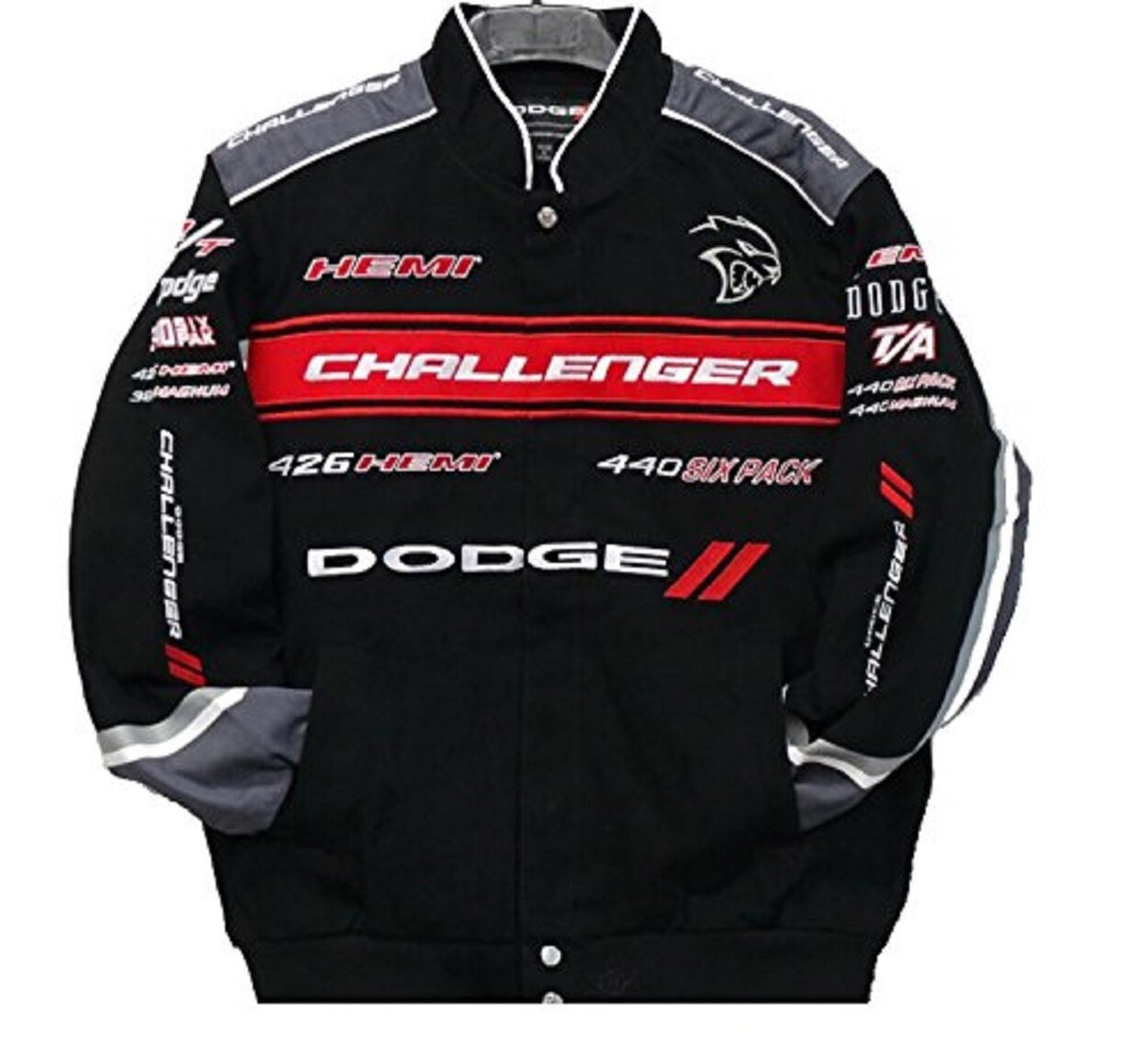 Authentic Dodge Challenger Jacket Collage Logo Black Twill Jacket