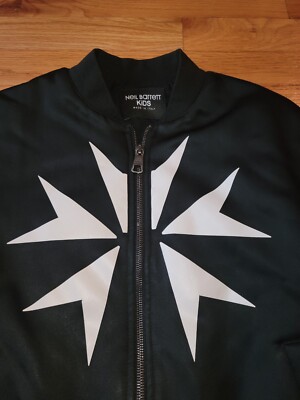 Neil Barrett Kids Jacket Size 12 years BLACK Zipper front pockets