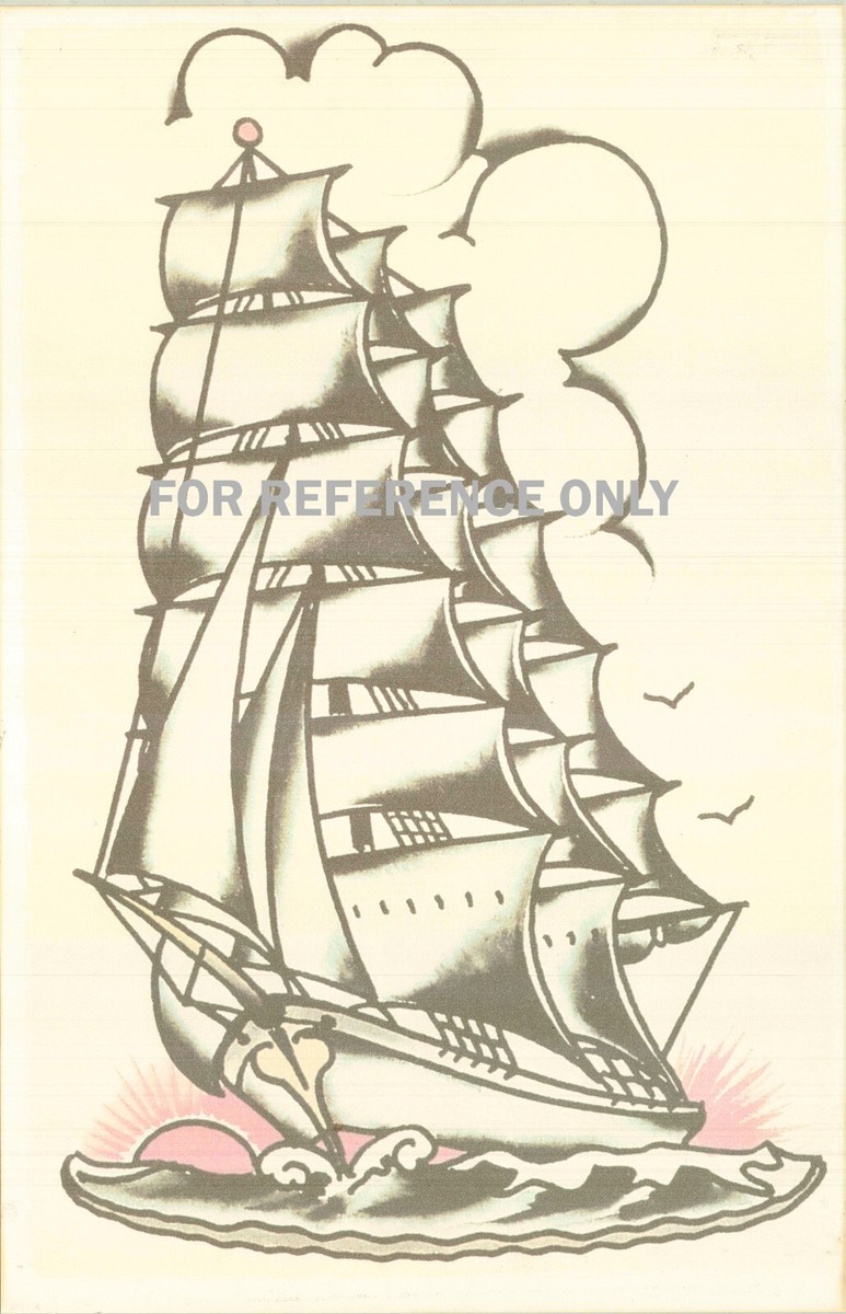 VINTAGE Sailor Jerry Ship TATTOO Flash Sheet Print | eBay