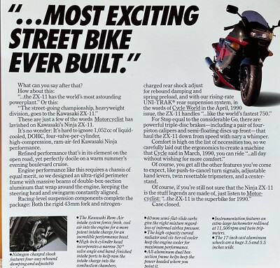 1991 Kawasaki ZX1100-C2 4-page fold-out brochure-literature ZX-11