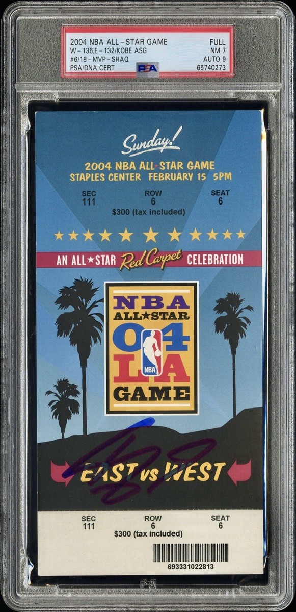 2004 NBA ALL-STAR GAME FULL TICKET MVP-SHAQ(AUTO)/KOBE BRYANT ASG