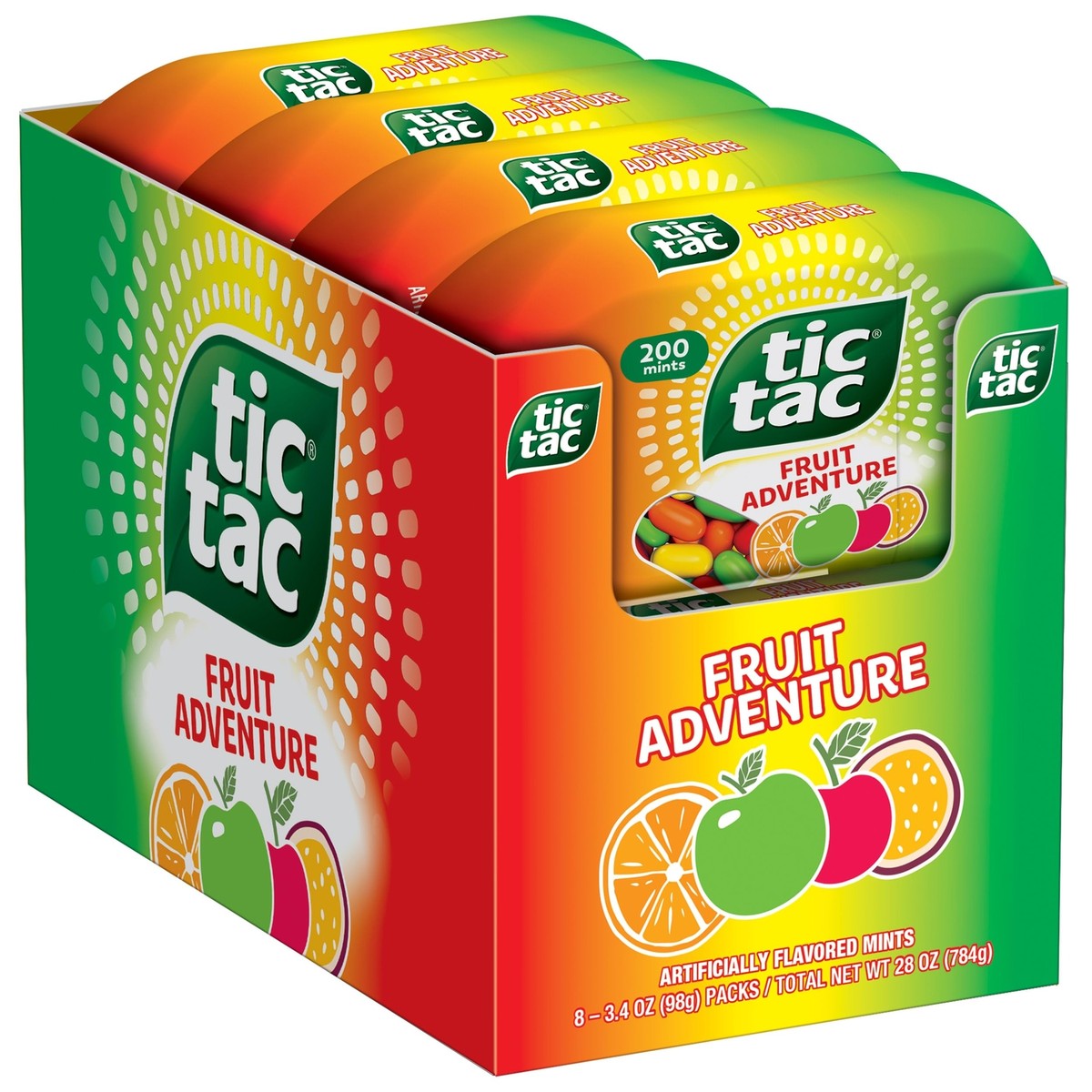Tic Tac Fruit Adventure Mints Pack of 8 3.4 Ounce Gluten Free