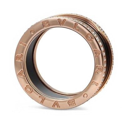 Bvlgari B.Zero1 Diamond Black Ceramic Four Band Ring 18K Rose Gold