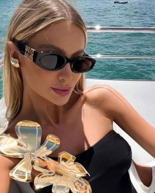 MIU MIU Sunglasses MU 11WS 1AB5S0 Black Gold Dark Grey Lens Women