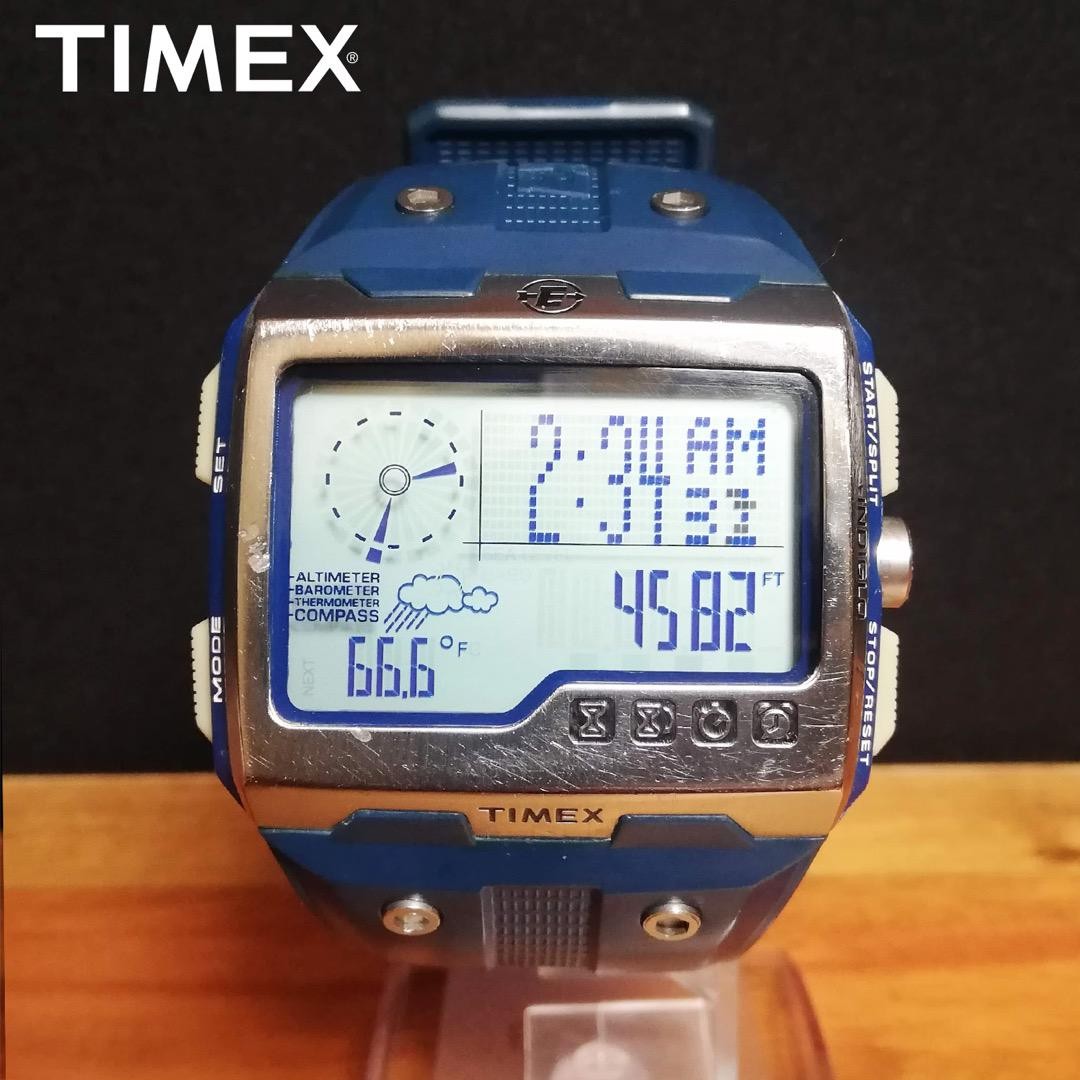 Timex Expedition WS4 Blue Digital Compass Barometer Thermometer