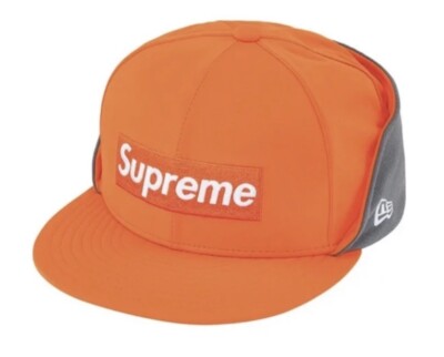 Supreme x New Era WINDSTOPPER Earflap Box Logo Cap Orange Size 7