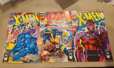 X-Men #1 Connecting Covers A C D 3 Comic Books Marvel 1991 Jim Lee