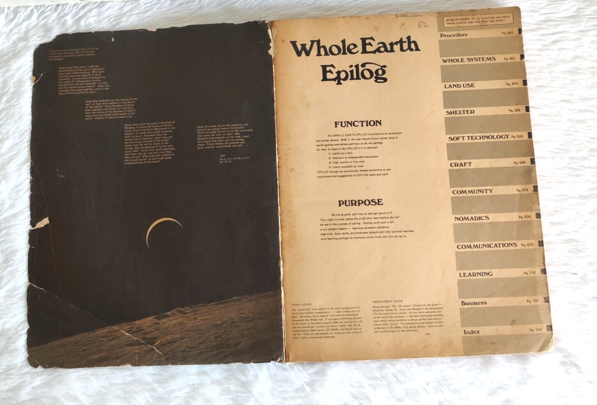 1974 Vintage Whole Earth Epilog English Language Geography Old