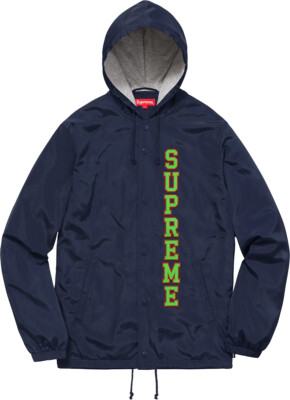 Supreme Vertical Logo Hooded Coaches Jacket Navy Medium S/S 17 | eBay