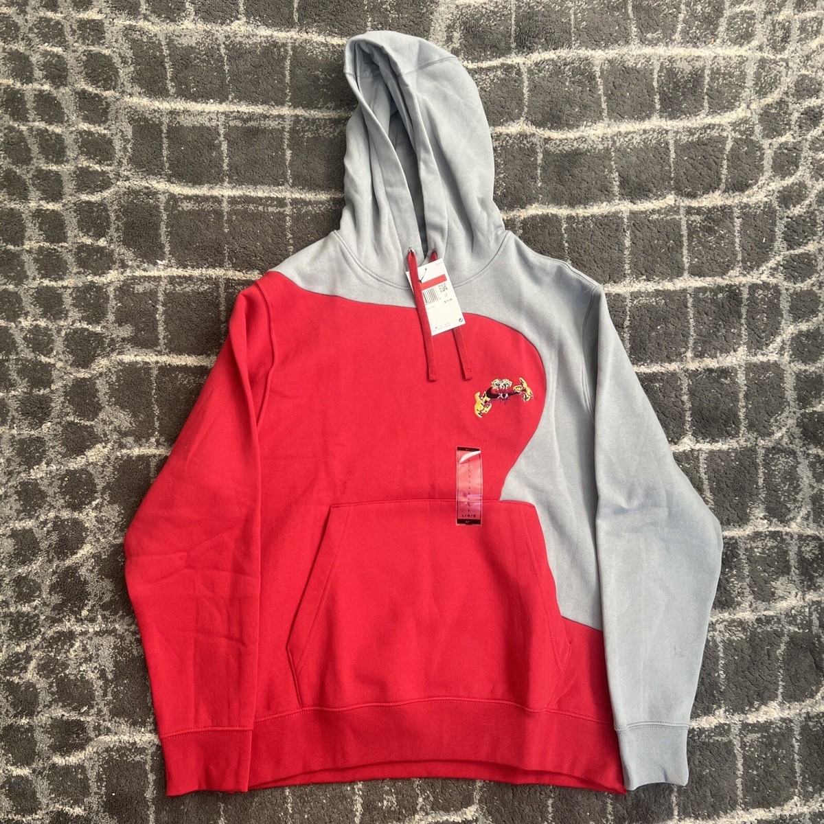 Nike Sportswear Club Galaxy Hoodie Red & Gray Men's Size Large