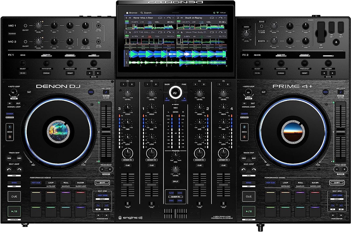 Denon DJ PRIME 4+ 4-Deck DJ Controller WI-FI MUSIC STREAMING With