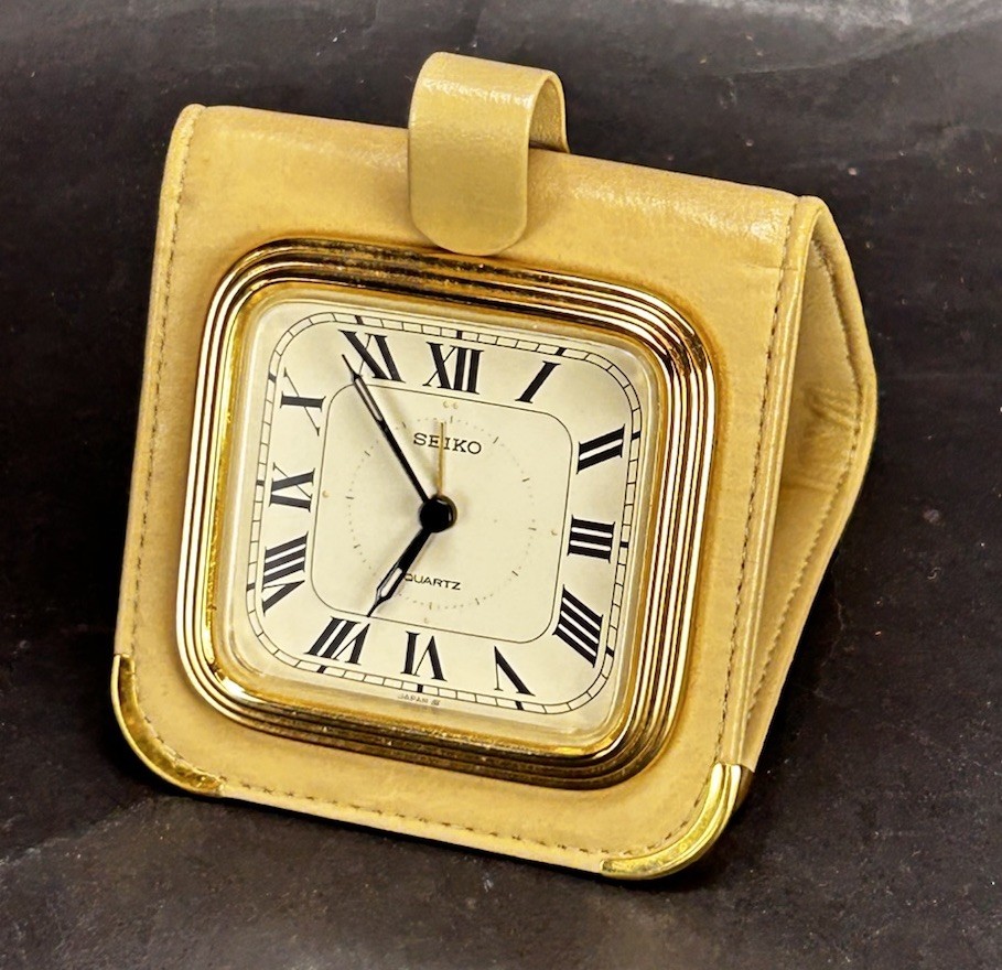 Vintage Seiko Leather Folding Travel Alarm Clock QQ534A | eBay