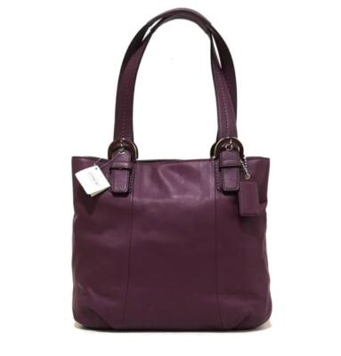 NWT COACH SOHO BERRY PURPLE LEATHER NORTH SOUTH MEDIUM TOTE BAG