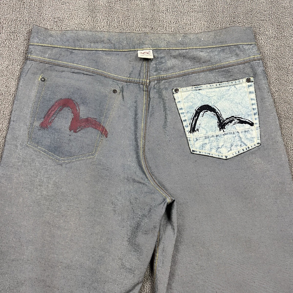Vintage Evisu Denim Jeans Mens 40x30 Reversible Baggy Wide Leg