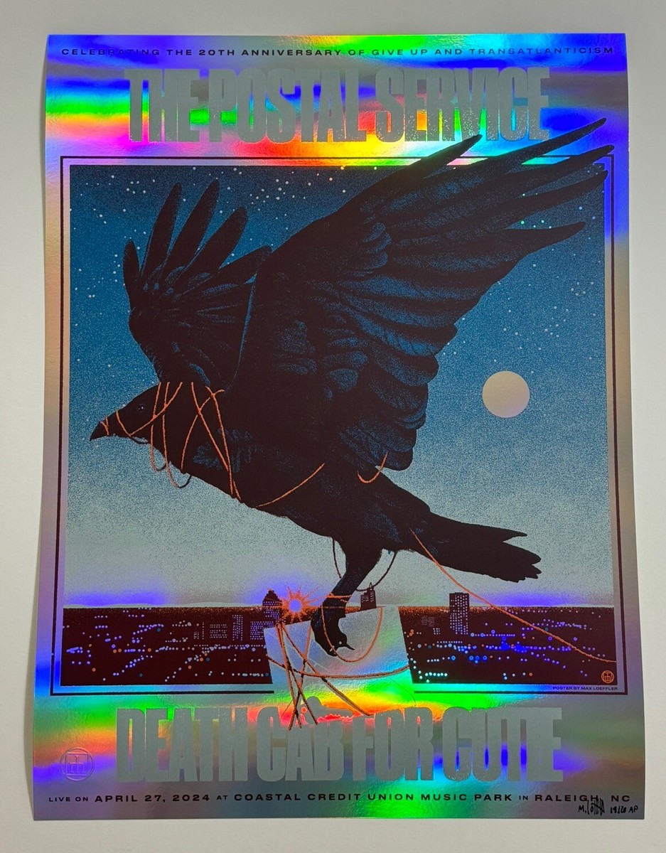Death Cab for Cutie Poster The Postal Service Raleigh 2024 S/N