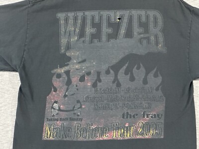 Weezer Make Believe Tour 2005 Shirt Large Black Distress Taking