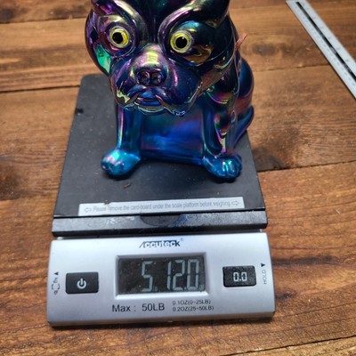 Rare Westmoreland Turquoise Blue Iridescent Carnival Glass Bulldog