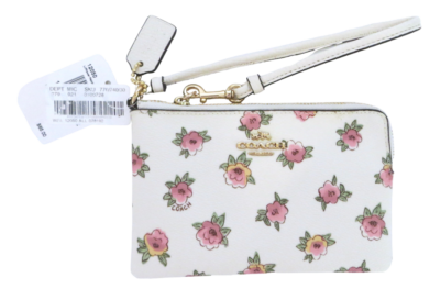 New NWT Coach Flower Patch Ivory Pink Floral Coated Canvas