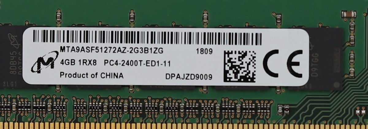 Micron 4GB 1Rx8 PC4-2400T-ED1-11 ECC Unbuffered Memory