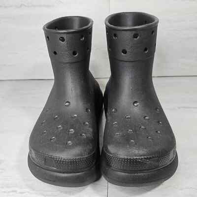 Crocs Crush Rain Boots Mens 5 / Womens 7 Black 207946-001 Platform