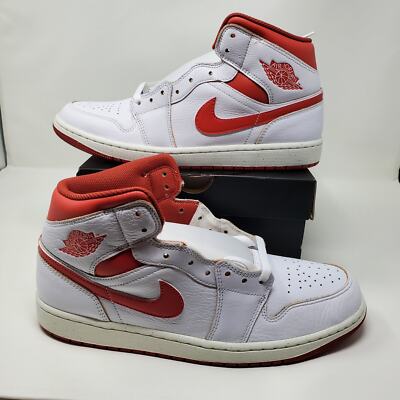 Nike Air Jordan 1 Mid SE Shoes Dune Red White FJ3458-160 Men's Sz