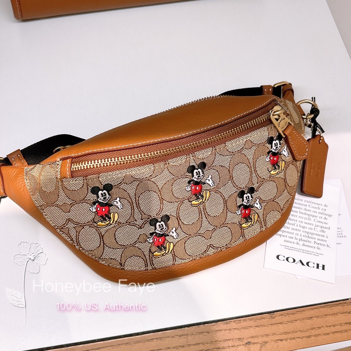 NWT Disney X Coach Warren Mini Belt Bag In Signature Jacquard With