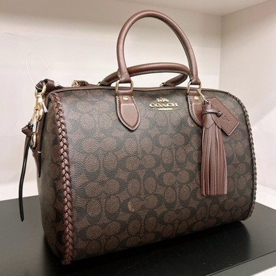 Nwt Coach Cce36 Rowan Large Satchel Bag In Signature With Fringe